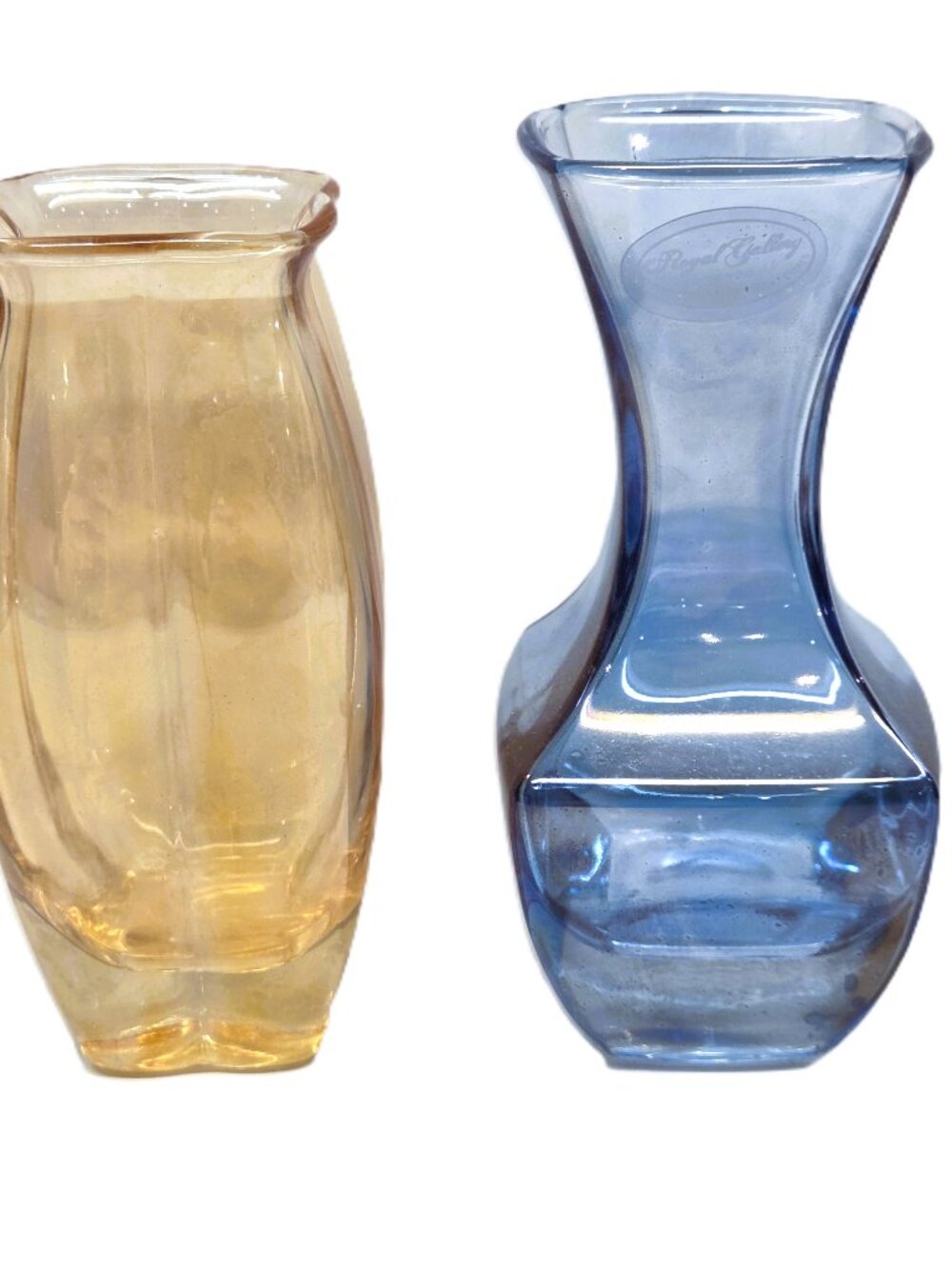 Royal Gallery Bud Vase Lot 1998 Blue Iridescent Italy Federated Dept Stores